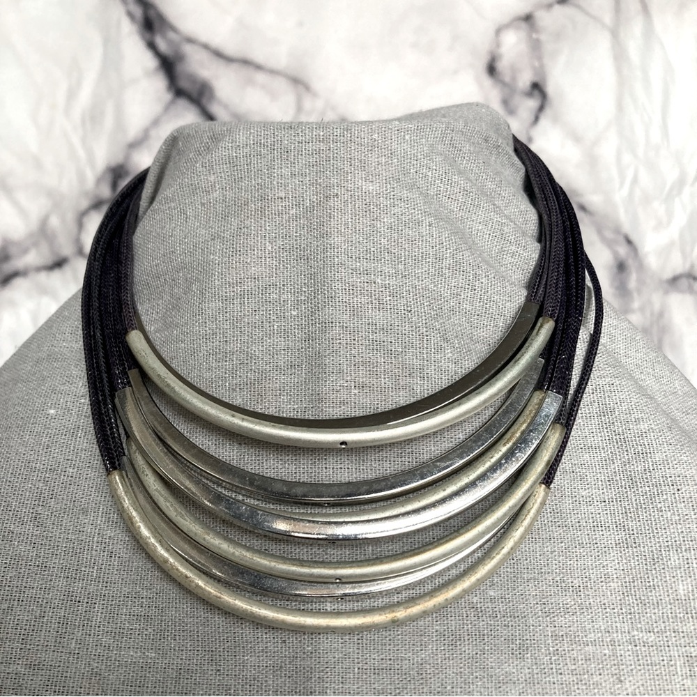 Black And Silver Statement Necklace - image 1